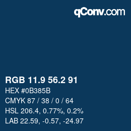 Código de color: RGB 11.9 56.2 91 | qconv.com