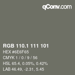 カラーコード: RGB 110.1 111 101 | qconv.com