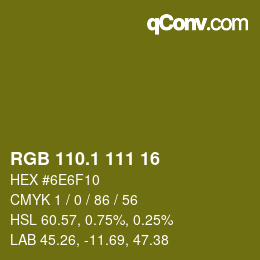 カラーコード: RGB 110.1 111 16 | qconv.com