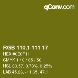 カラーコード: RGB 110.1 111 17 | qconv.com