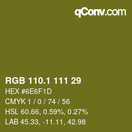 カラーコード: RGB 110.1 111 29 | qconv.com