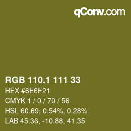 カラーコード: RGB 110.1 111 33 | qconv.com