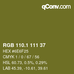 カラーコード: RGB 110.1 111 37 | qconv.com