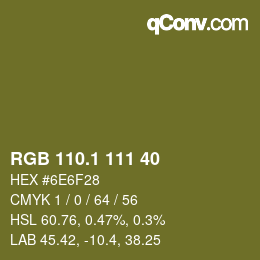 カラーコード: RGB 110.1 111 40 | qconv.com