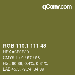 カラーコード: RGB 110.1 111 48 | qconv.com
