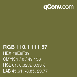 カラーコード: RGB 110.1 111 57 | qconv.com