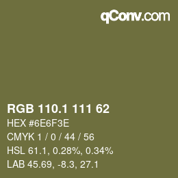 カラーコード: RGB 110.1 111 62 | qconv.com