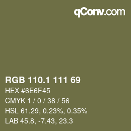 カラーコード: RGB 110.1 111 69 | qconv.com