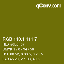 カラーコード: RGB 110.1 111 7 | qconv.com