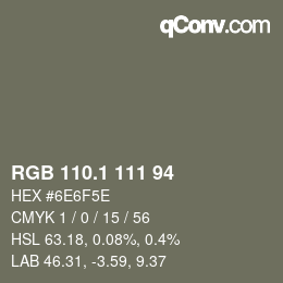 カラーコード: RGB 110.1 111 94 | qconv.com