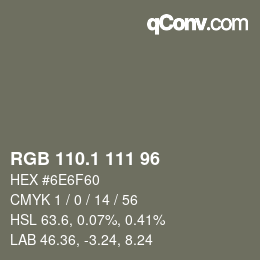 カラーコード: RGB 110.1 111 96 | qconv.com