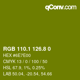 カラーコード: RGB 110.1 126.8 0 | qconv.com