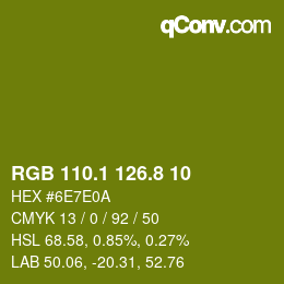 カラーコード: RGB 110.1 126.8 10 | qconv.com