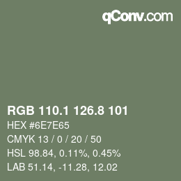 カラーコード: RGB 110.1 126.8 101 | qconv.com