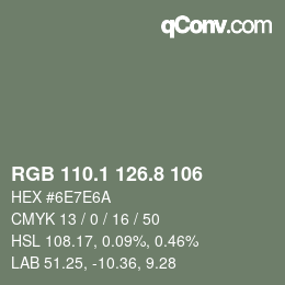 Color code: RGB 110.1 126.8 106 | qconv.com