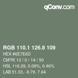 Color code: RGB 110.1 126.8 109 | qconv.com