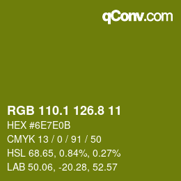 カラーコード: RGB 110.1 126.8 11 | qconv.com