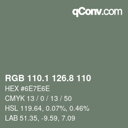 Color code: RGB 110.1 126.8 110 | qconv.com