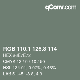 Código de color: RGB 110.1 126.8 114 | qconv.com