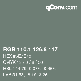 Color code: RGB 110.1 126.8 117 | qconv.com