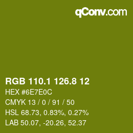 カラーコード: RGB 110.1 126.8 12 | qconv.com