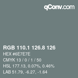 Color code: RGB 110.1 126.8 126 | qconv.com