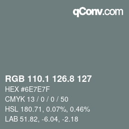 Color code: RGB 110.1 126.8 127 | qconv.com