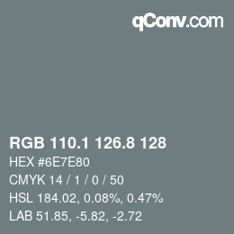 カラーコード: RGB 110.1 126.8 128 | qconv.com