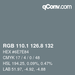 Color code: RGB 110.1 126.8 132 | qconv.com