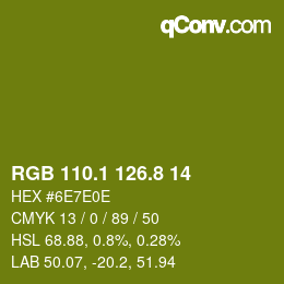 カラーコード: RGB 110.1 126.8 14 | qconv.com