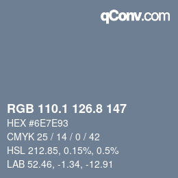 Código de color: RGB 110.1 126.8 147 | qconv.com