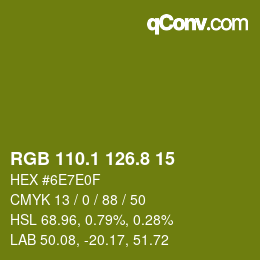 カラーコード: RGB 110.1 126.8 15 | qconv.com