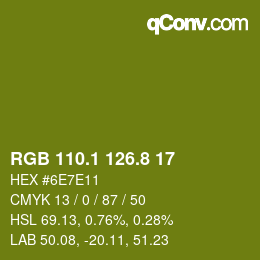 カラーコード: RGB 110.1 126.8 17 | qconv.com