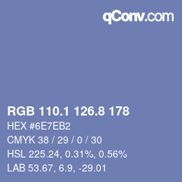 Color code: RGB 110.1 126.8 178 | qconv.com