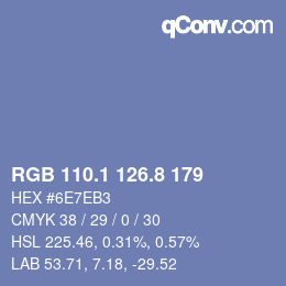 Farbcode: RGB 110.1 126.8 179 | qconv.com