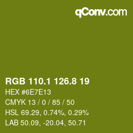カラーコード: RGB 110.1 126.8 19 | qconv.com