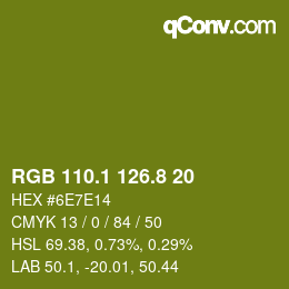 カラーコード: RGB 110.1 126.8 20 | qconv.com