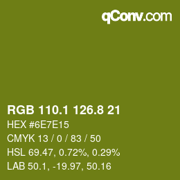 カラーコード: RGB 110.1 126.8 21 | qconv.com