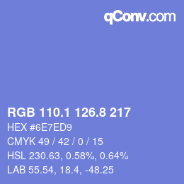 カラーコード: RGB 110.1 126.8 217 | qconv.com