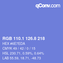 カラーコード: RGB 110.1 126.8 218 | qconv.com