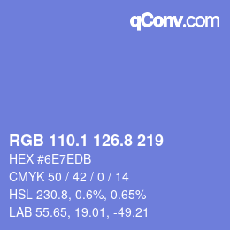 カラーコード: RGB 110.1 126.8 219 | qconv.com