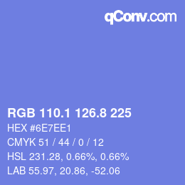 カラーコード: RGB 110.1 126.8 225 | qconv.com