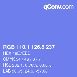 カラーコード: RGB 110.1 126.8 237 | qconv.com