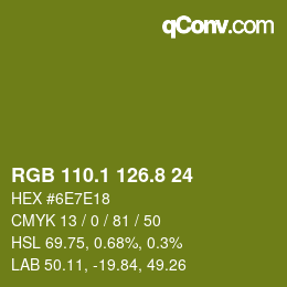 カラーコード: RGB 110.1 126.8 24 | qconv.com