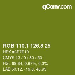 カラーコード: RGB 110.1 126.8 25 | qconv.com