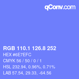 カラーコード: RGB 110.1 126.8 252 | qconv.com