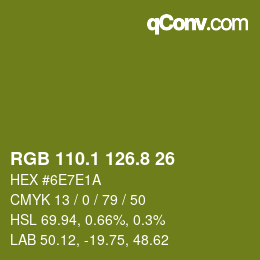 カラーコード: RGB 110.1 126.8 26 | qconv.com