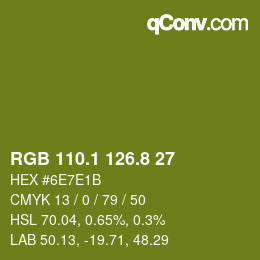 カラーコード: RGB 110.1 126.8 27 | qconv.com