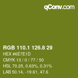 カラーコード: RGB 110.1 126.8 29 | qconv.com