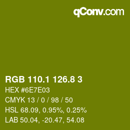 カラーコード: RGB 110.1 126.8 3 | qconv.com